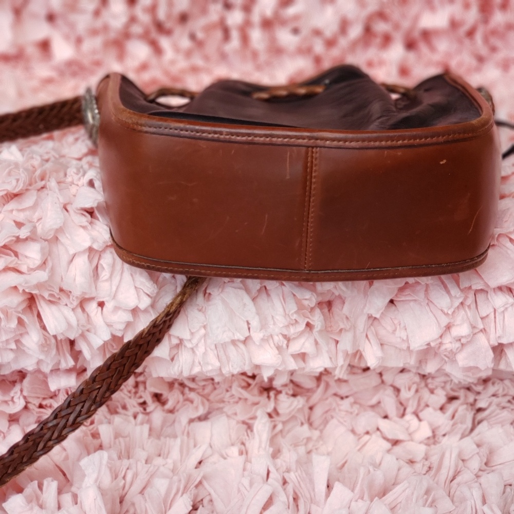Brighton Leather Crossbody Purse Bolo Tie Hip Vtg - Picture 4 of 7